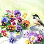 Load image into Gallery viewer, Bird With Pansy flowers | Jigsaw Puzzle Canada
