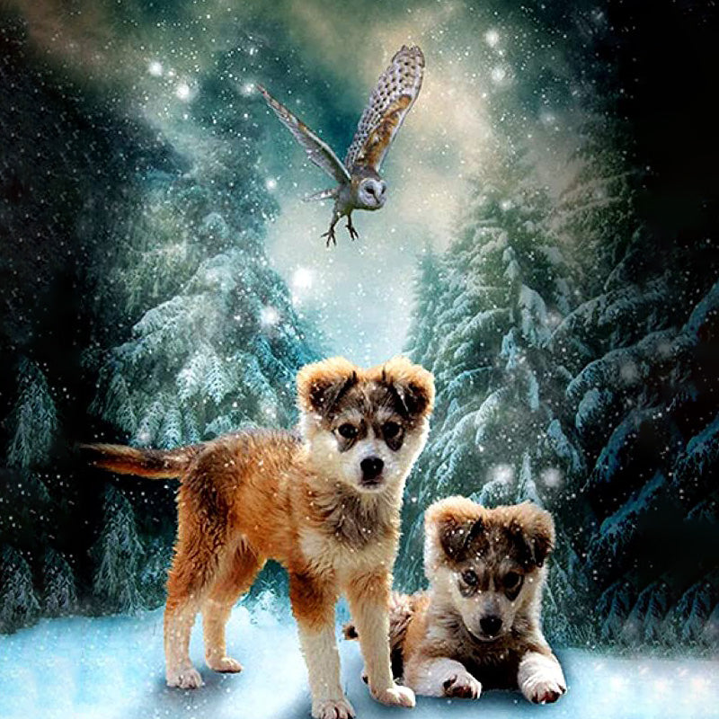 Puppies In A Snowy Night | Jigsaw Puzzle Canada