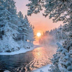 Load image into Gallery viewer, Snowy Trees Along The Lake | Jigsaw Puzzle Canada
