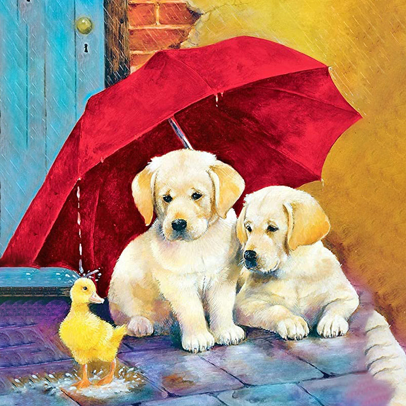 Two Puppies Under The Umberella | Jigsaw Puzzle Canada